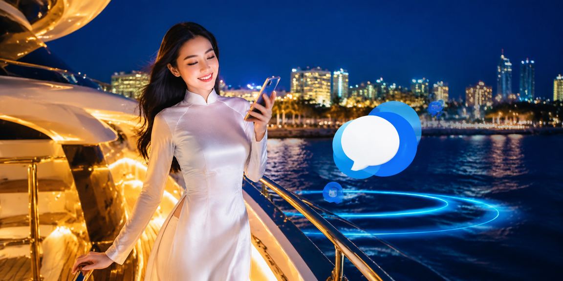 Phụ nữ áo dài tại Phan Thiết cầm điện thoại theo dõi kèo casino trên ứng dụng di động